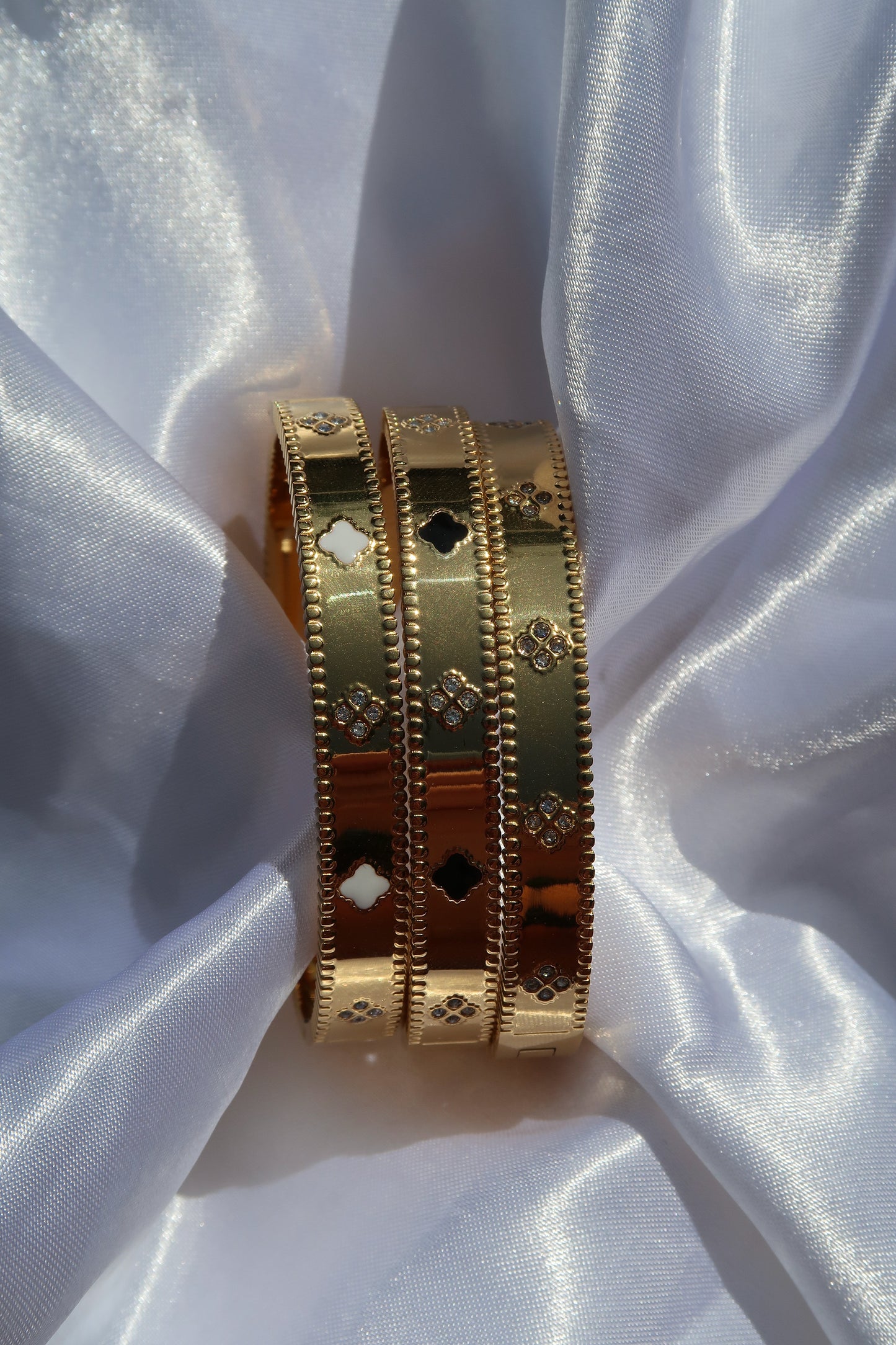 Lush Clover 316L Stainless Steel Bangle and Ring Duo