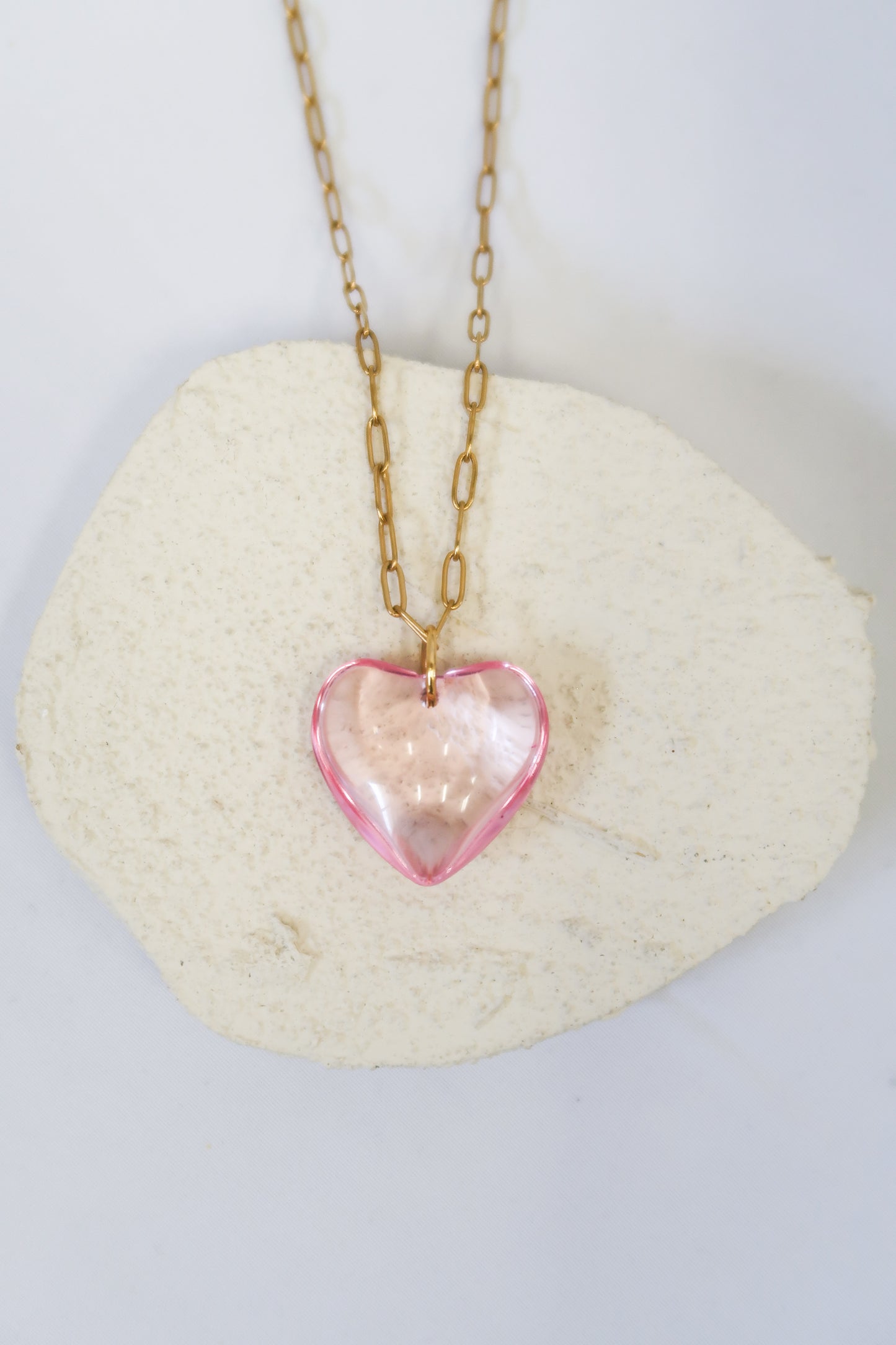 BubbleGum Pink Heart 316L Stainless Steel Necklace