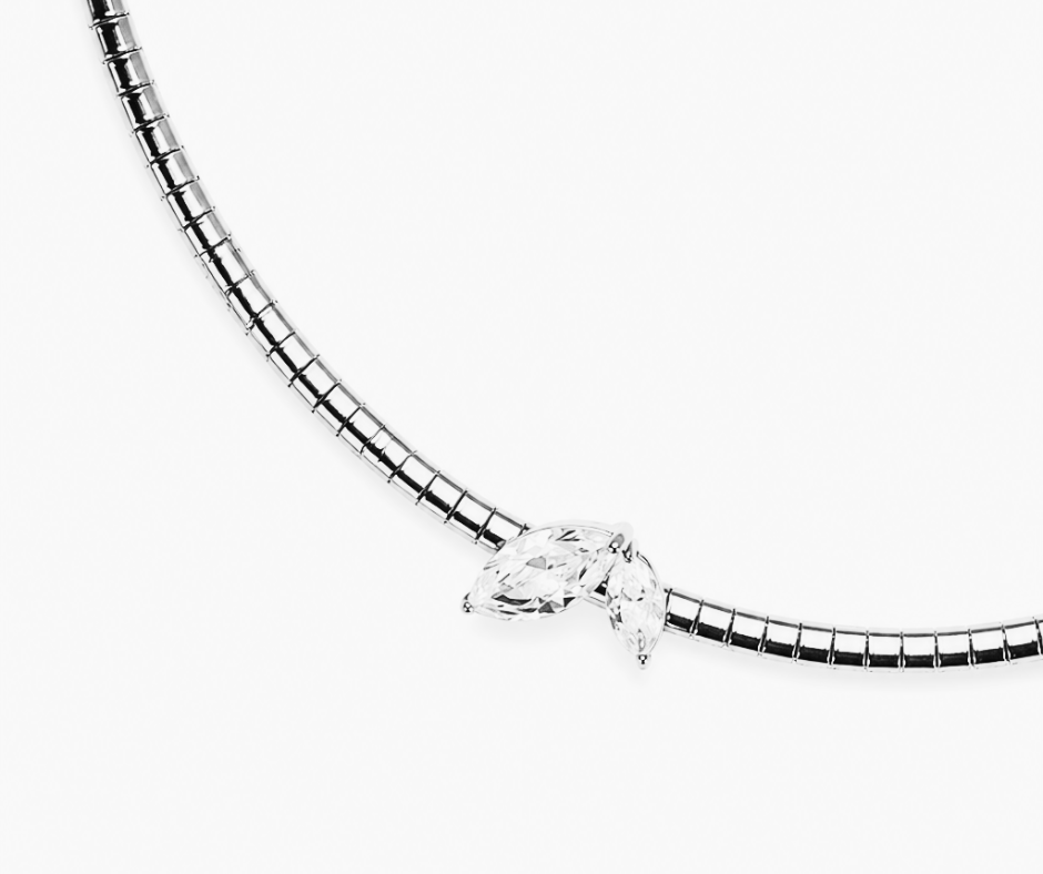 Kiss Me in NY Omega Crystal 316L Stainless Steel Adjustable Necklace