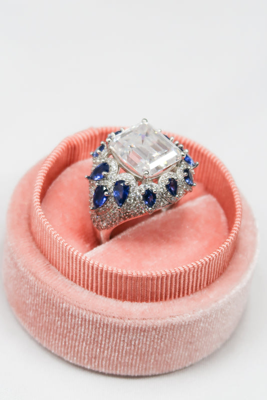 Royal Inheritance 8 Carat Moissanite Sapphire .925 Sterling Silver Ring