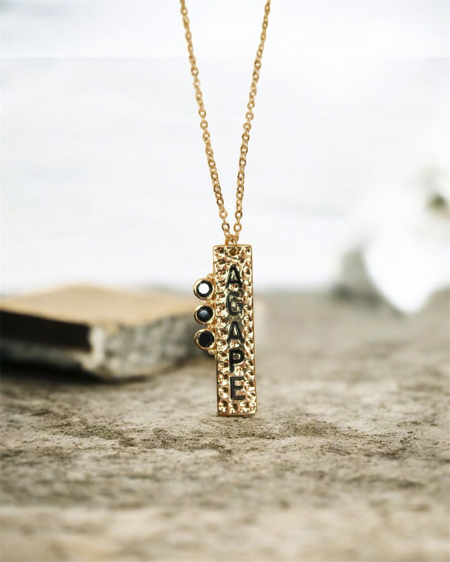 Agape Onyx 316L Stainless Steel Necklace