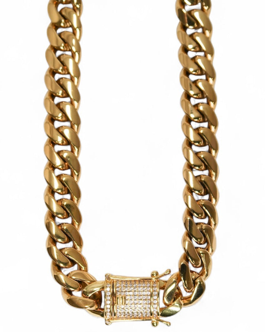 Miss Independent 12mm Stainless Steel Cuban-link Chain