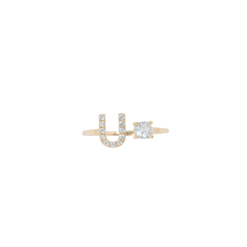 Crystal Initial 316L Stainless Steel Ring
