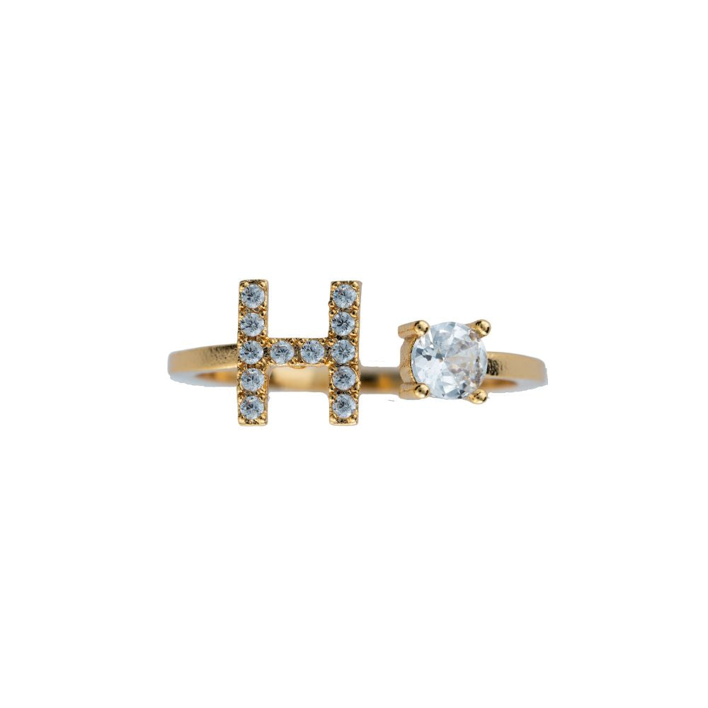 Crystal Initial 316L Stainless Steel Ring