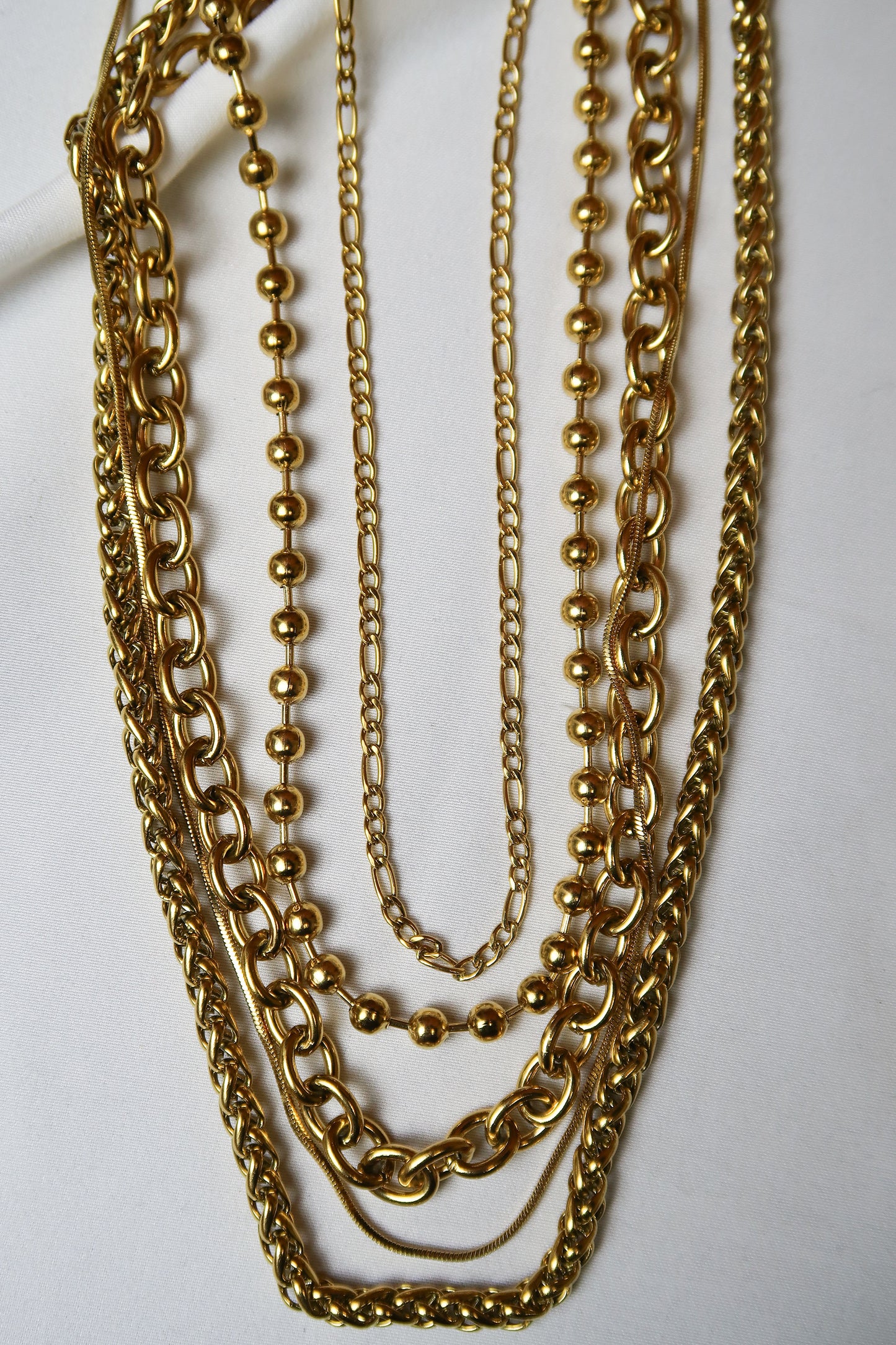 Golden Muse 316L Stainless Steel 5 Piece Necklace Ensemble