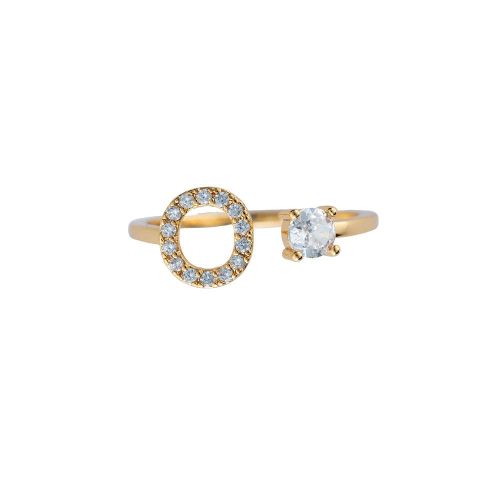 Crystal Initial 316L Stainless Steel Ring