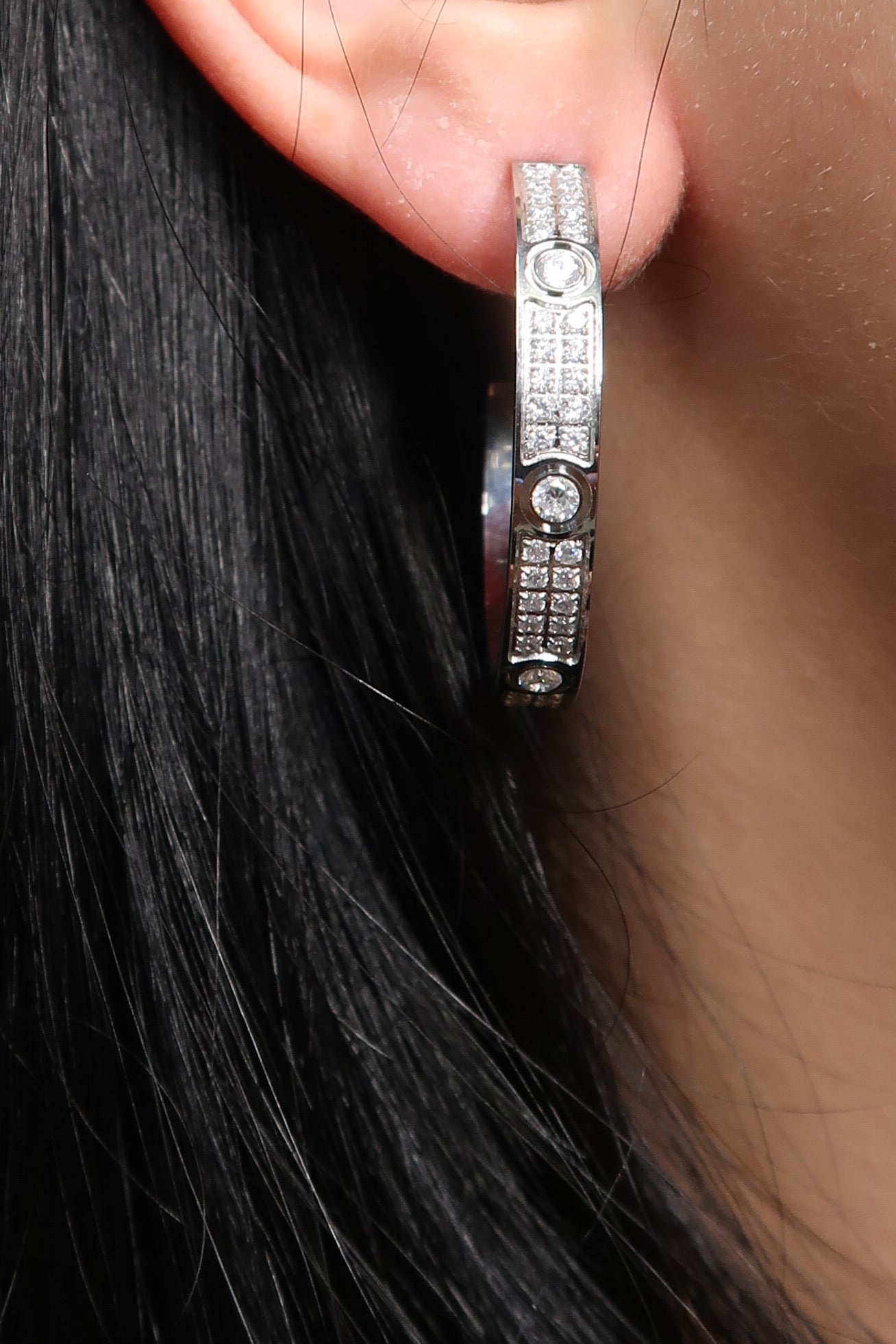 The Glimmer Crystal 316L Stainless Steel Hoops