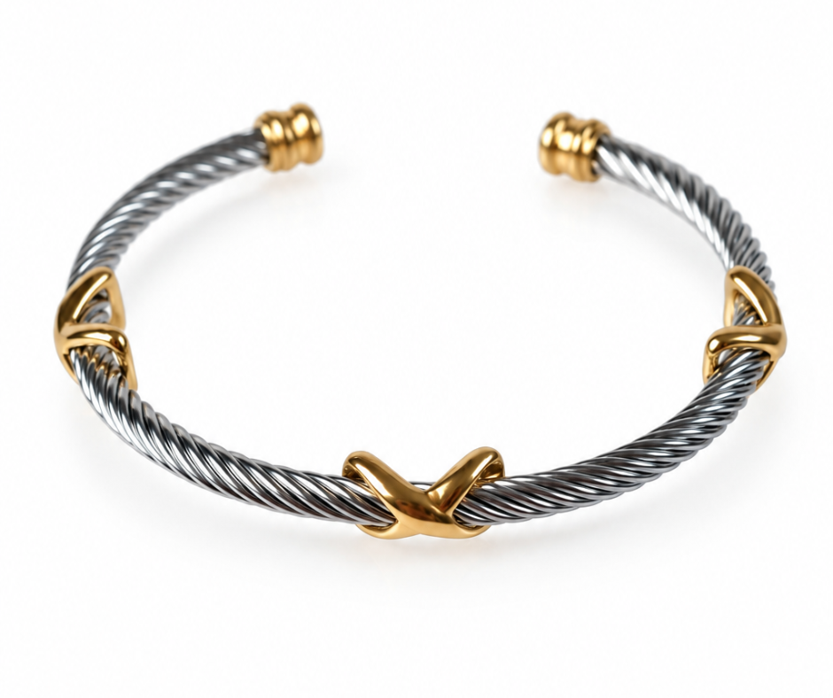 Gilded Twist Two Tone Bangle Duo