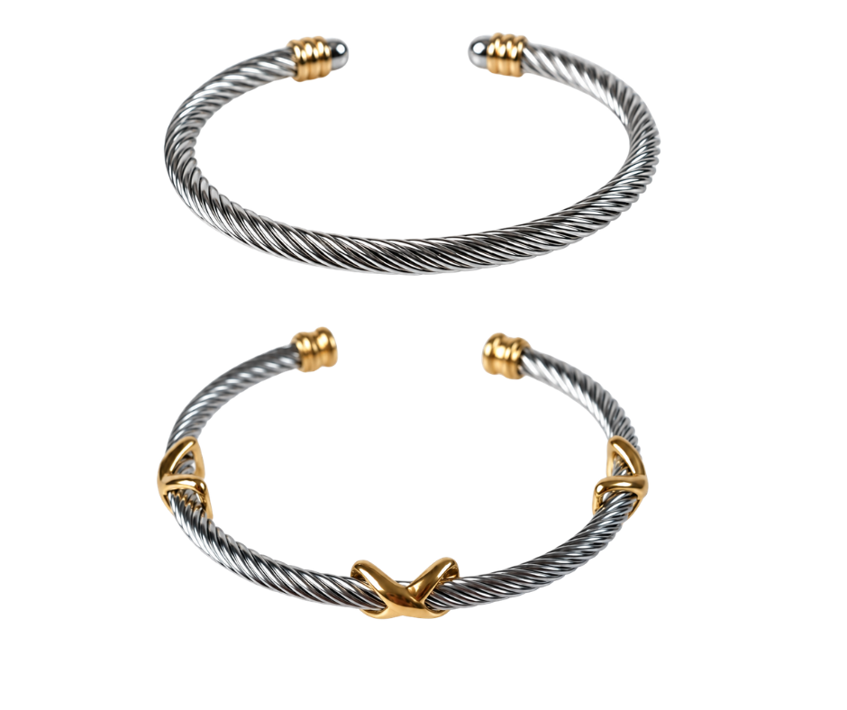 Gilded Twist Two Tone Bangle Duo