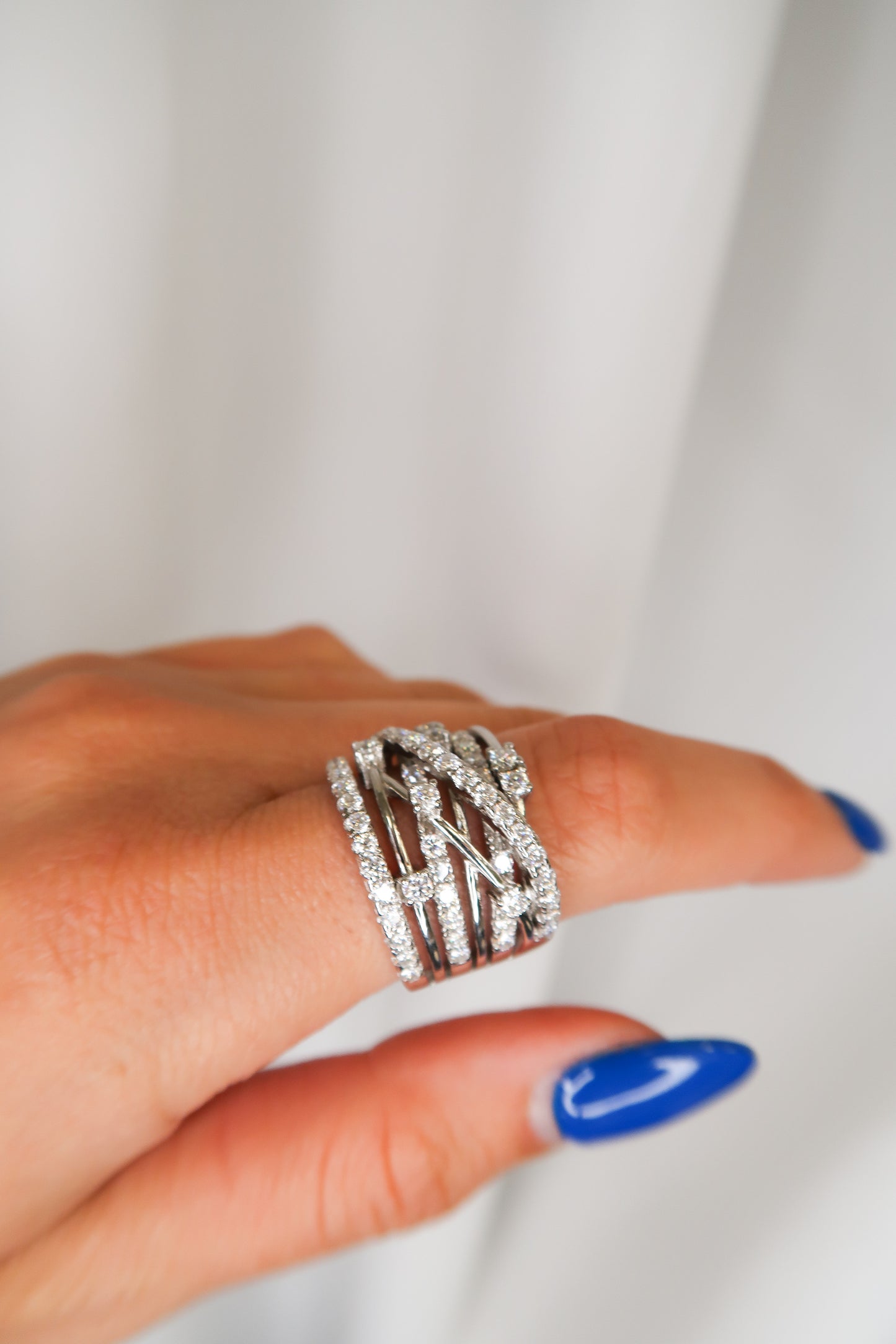Elana .925 Sterling Silver 1.8 Carat Moissanite Multi Band Ring