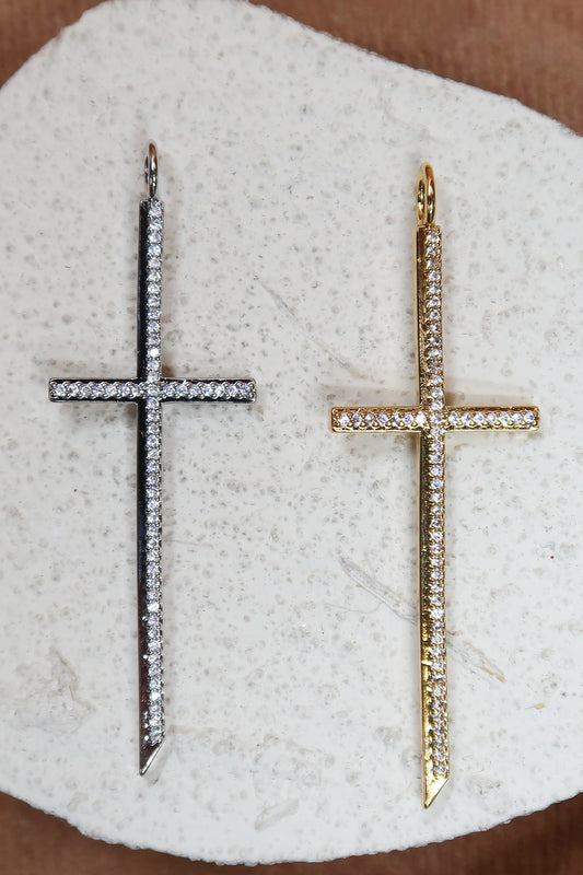 Sacred 316L Stainless Steel Crystal  Cross Charm