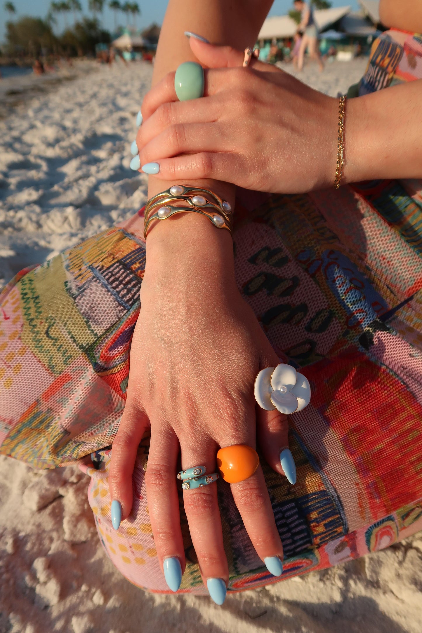 Caribbean Pearl 316L Stainless Steel Adjustable Bangle