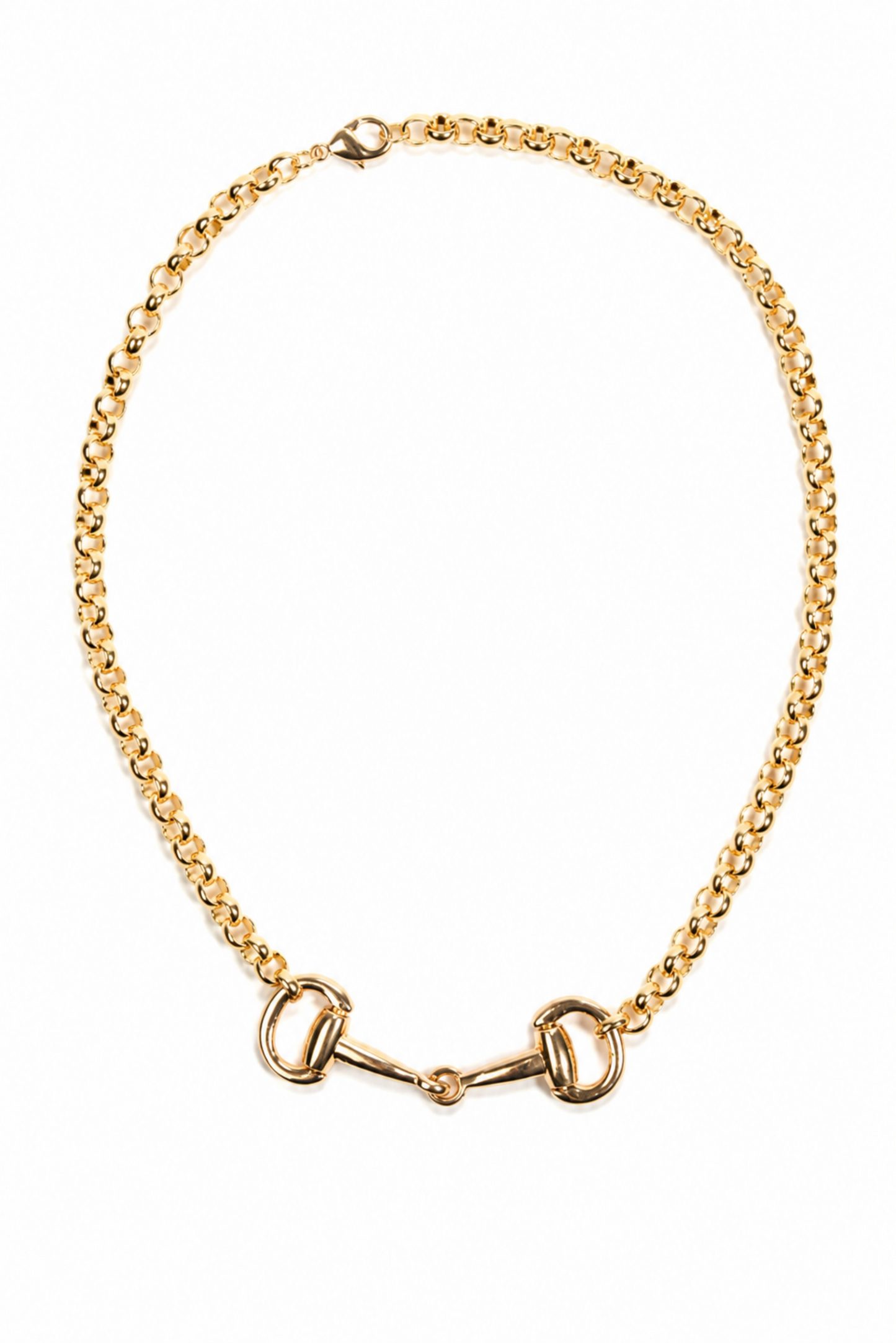 Country Club 316L Stainless Steel Gold Horse Bit Necklace