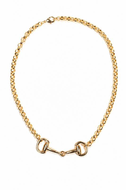 Country Club 316L Stainless Steel Gold Horse Bit Necklace