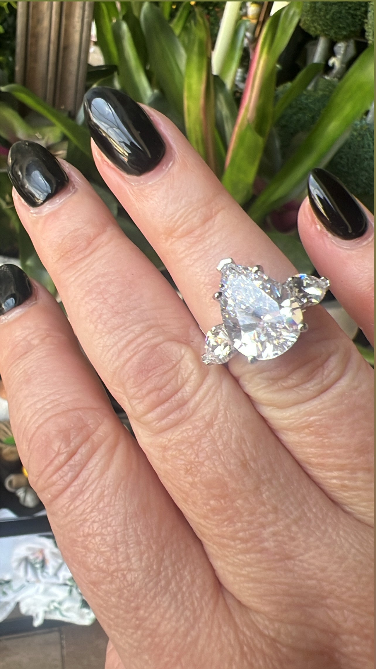 Imposter .925 Sterling Silver Pear 6 Carat RIng