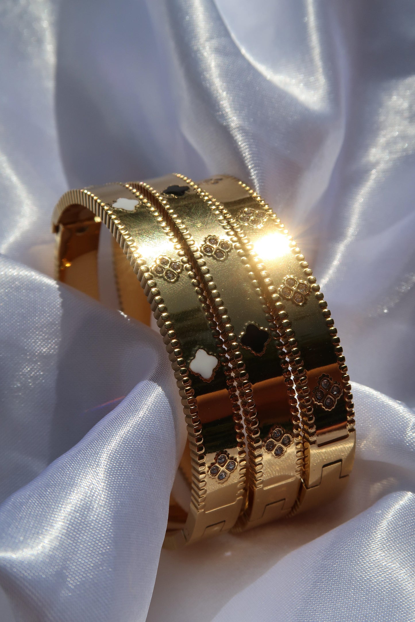 Lush Clover 316L Stainless Steel Bangle and Ring Duo