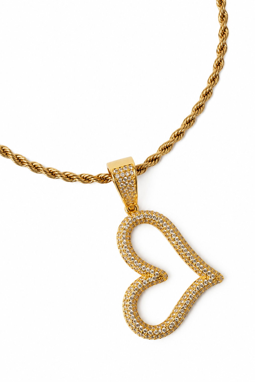 90's Crystal Heart 316L Stainless Steel Necklace