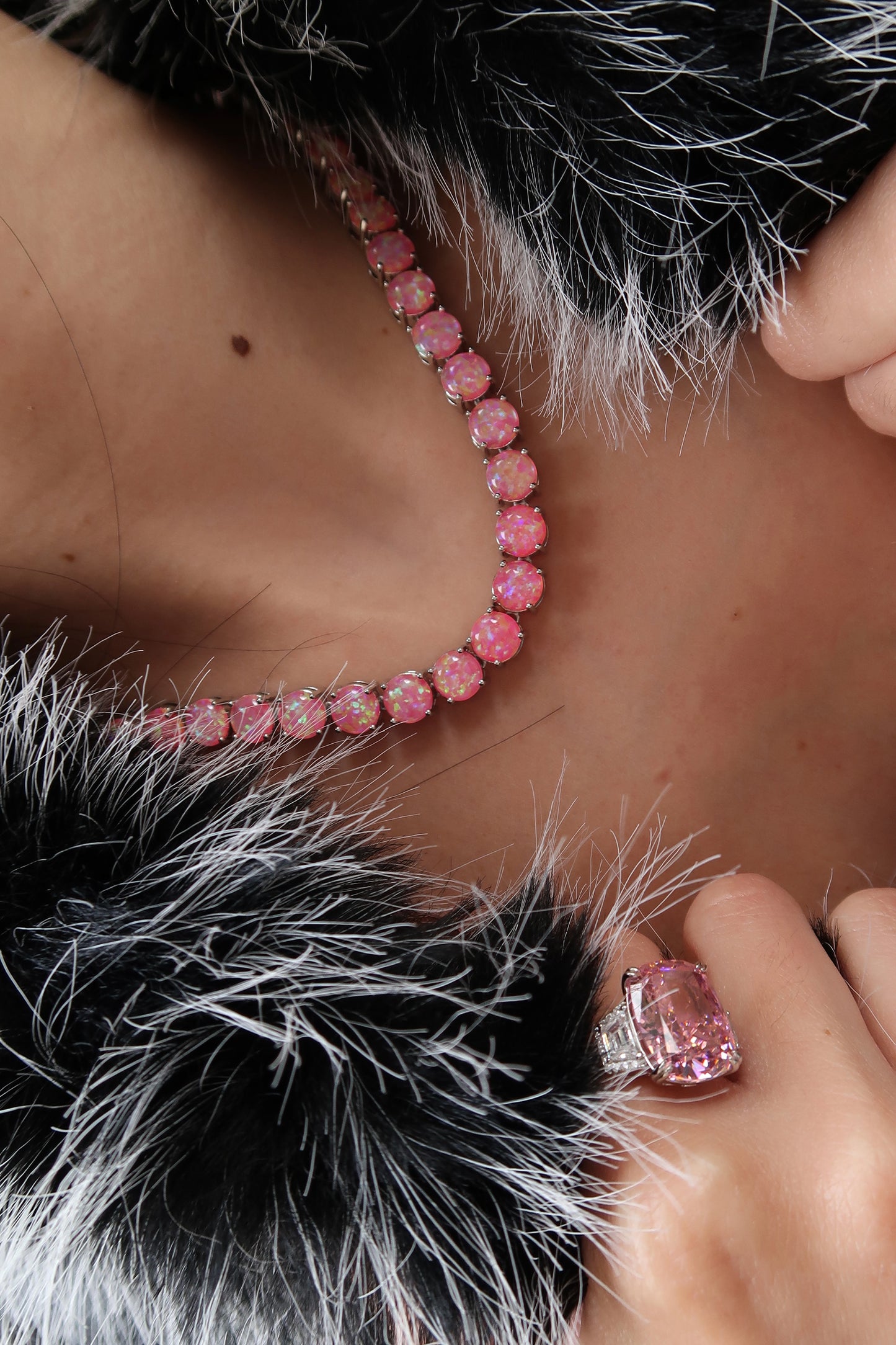 Barbie Doll Pink Natural Opal Necklace