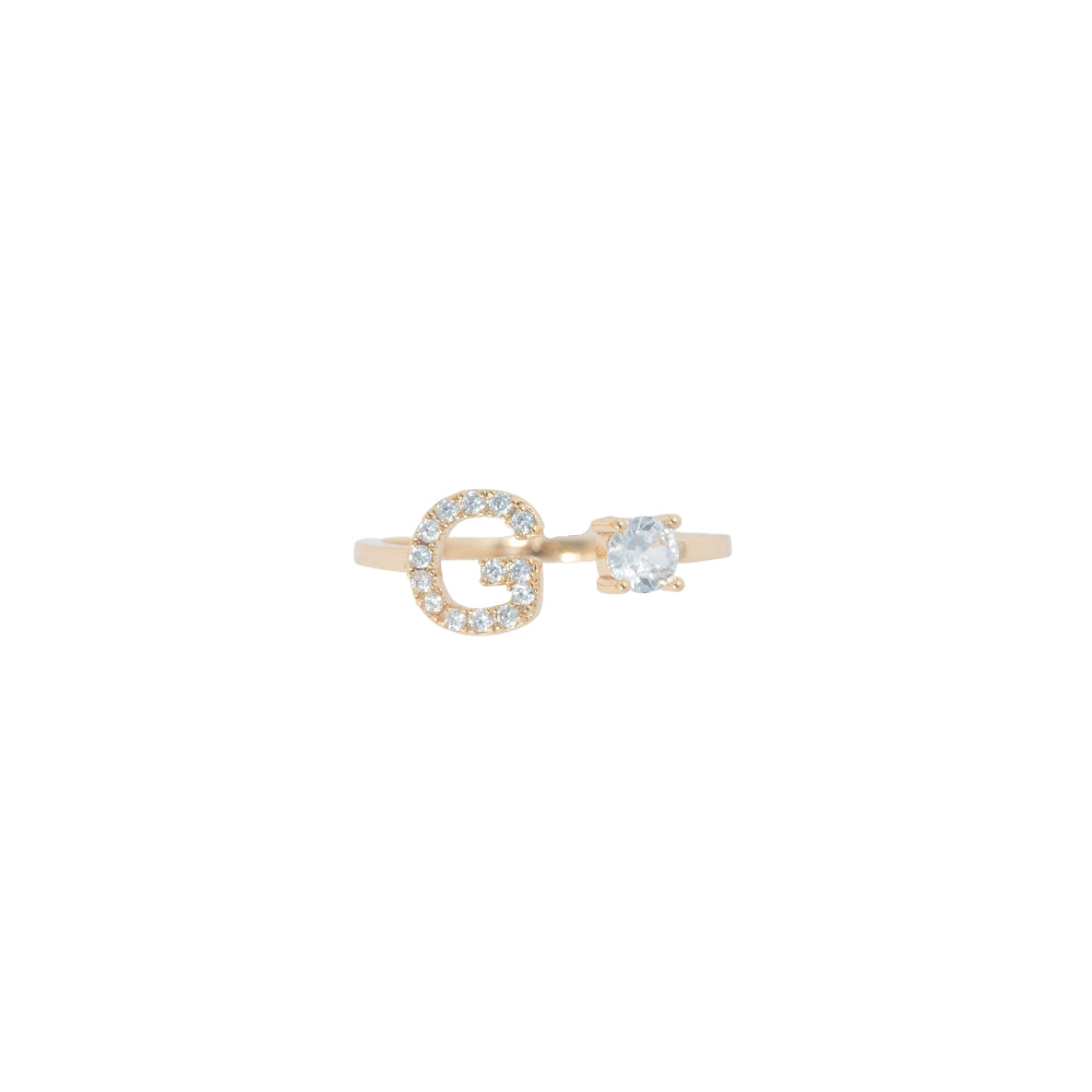 Crystal Initial 316L Stainless Steel Ring