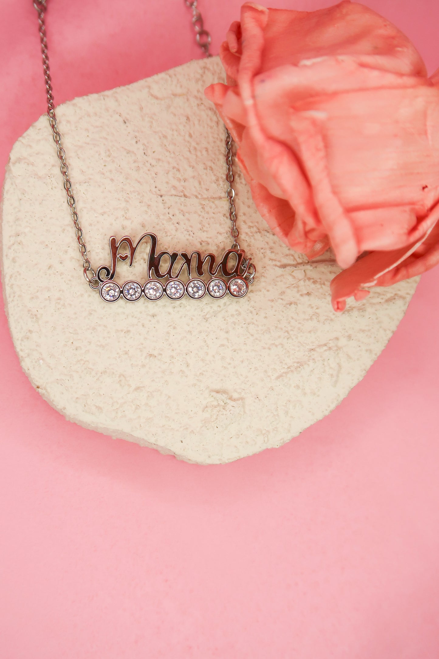 Mama 316L Stainless Steel Necklace with Matching Bonus Bracelet/Anklet