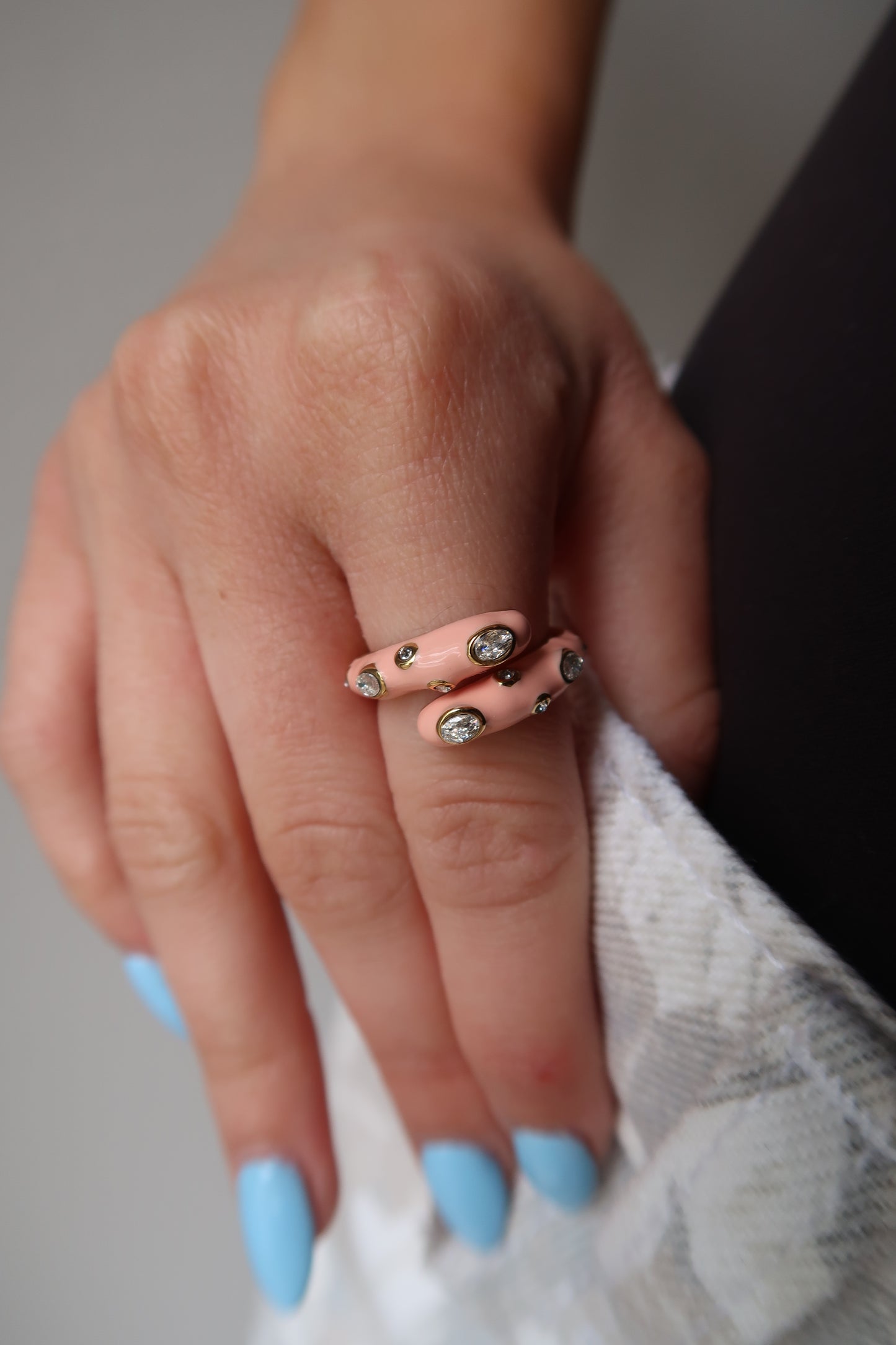 Viva Adjustable Crystal 316 Stainless Steel Enamel Rings