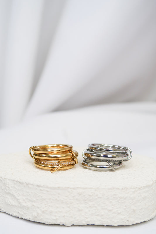 Houdini 316L Stainless Steel 4 Band Ring Set