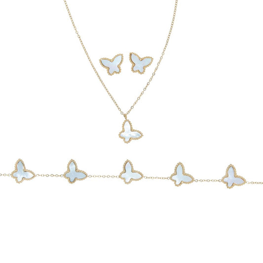 316L Stainless Steel Free Spirit Butterfly Necklace Bracelet Earring Trio