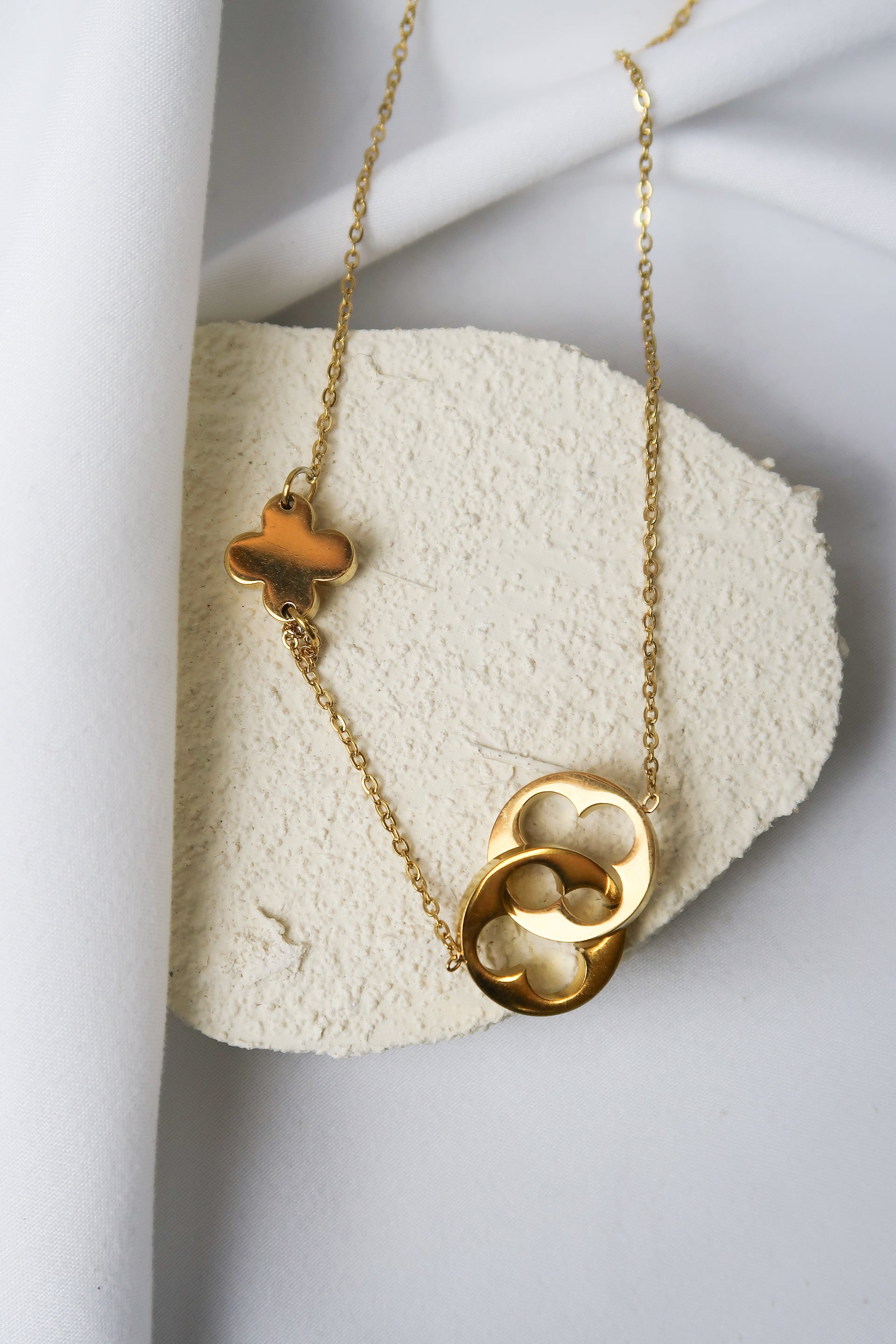 Hot Stainless Steel Quatrefoil Necklace or Earrings