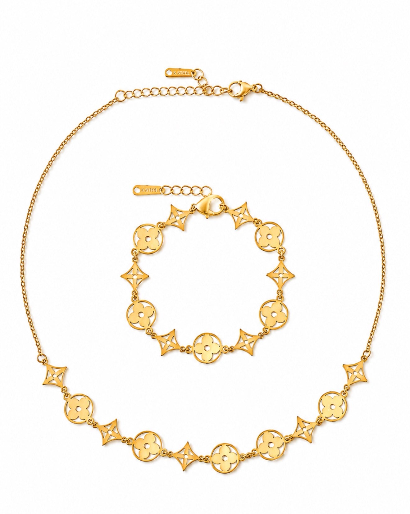 The Euro Summer 316L Stainless Steel Necklace + Bracelet Duo