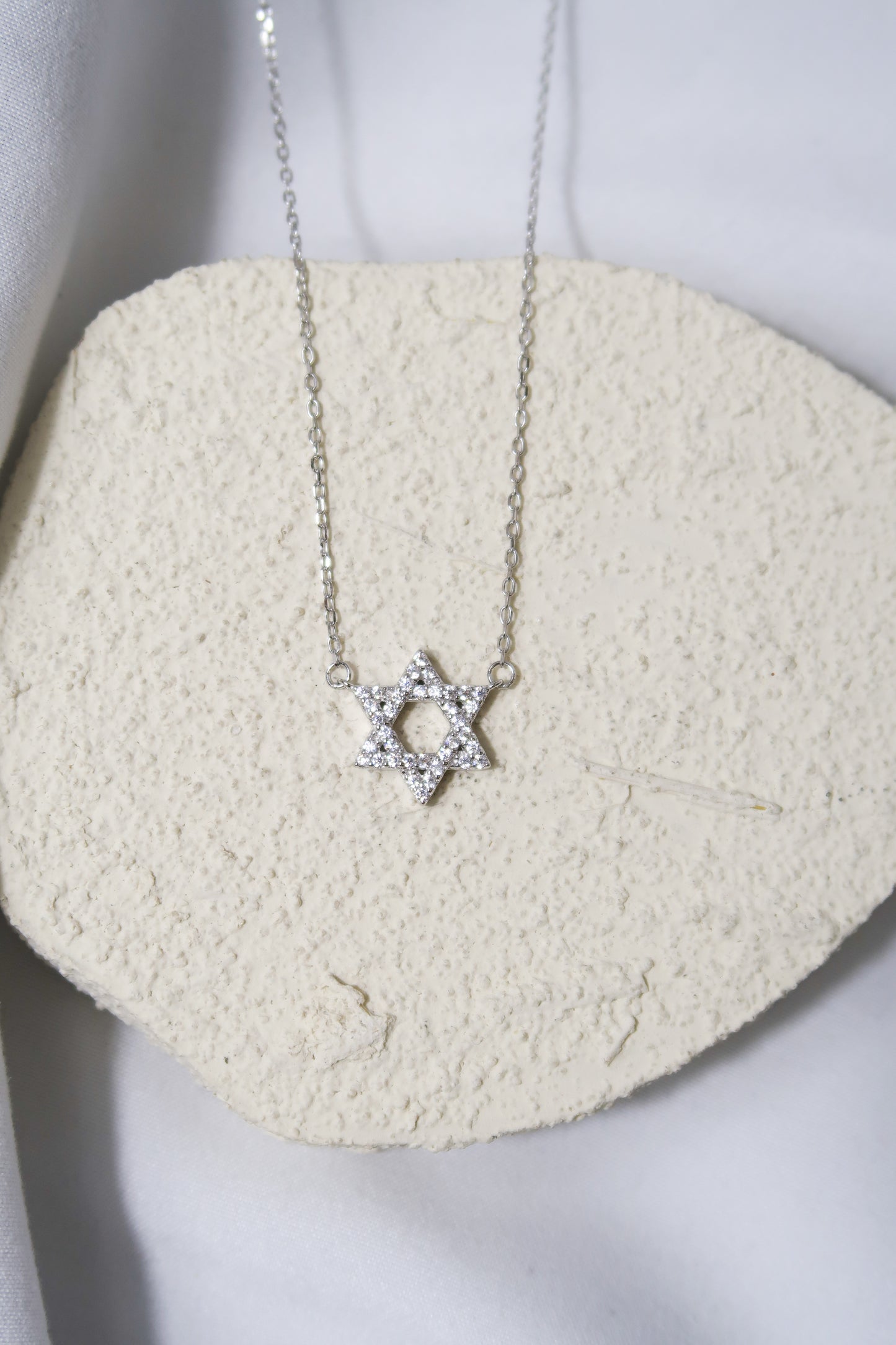 Star of David .925 Sterling Silver  Crystal Necklace