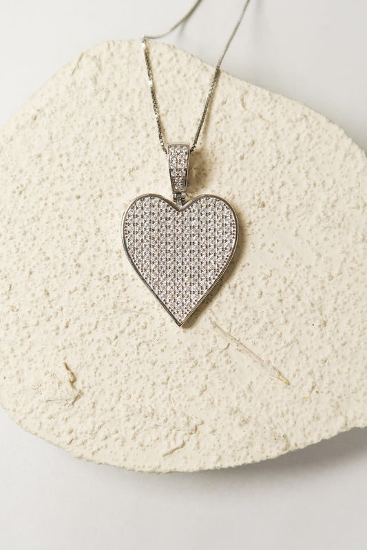 Luve 2 Carat Pave Moissanite Heart Pendant Necklace