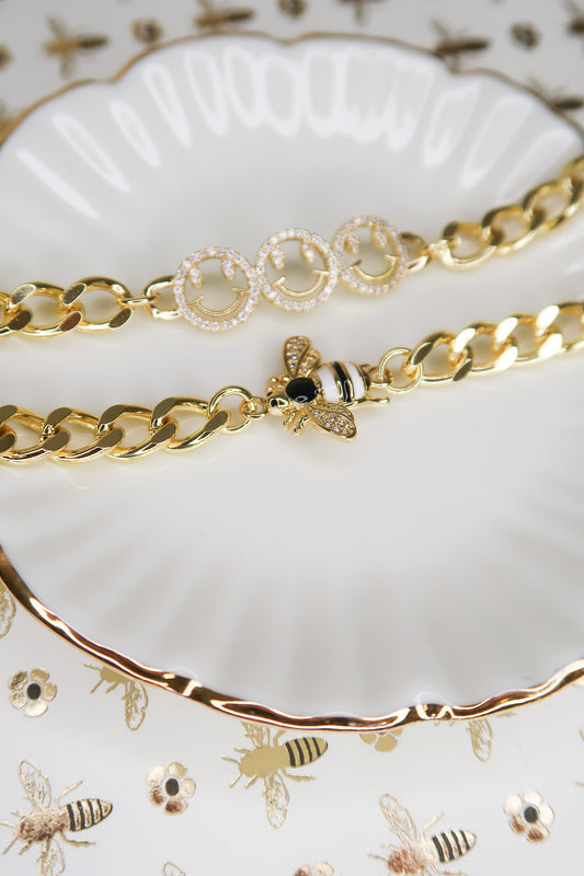 Fun in the City 316L Bee or Smiley Face Stainless Steel Bracelet