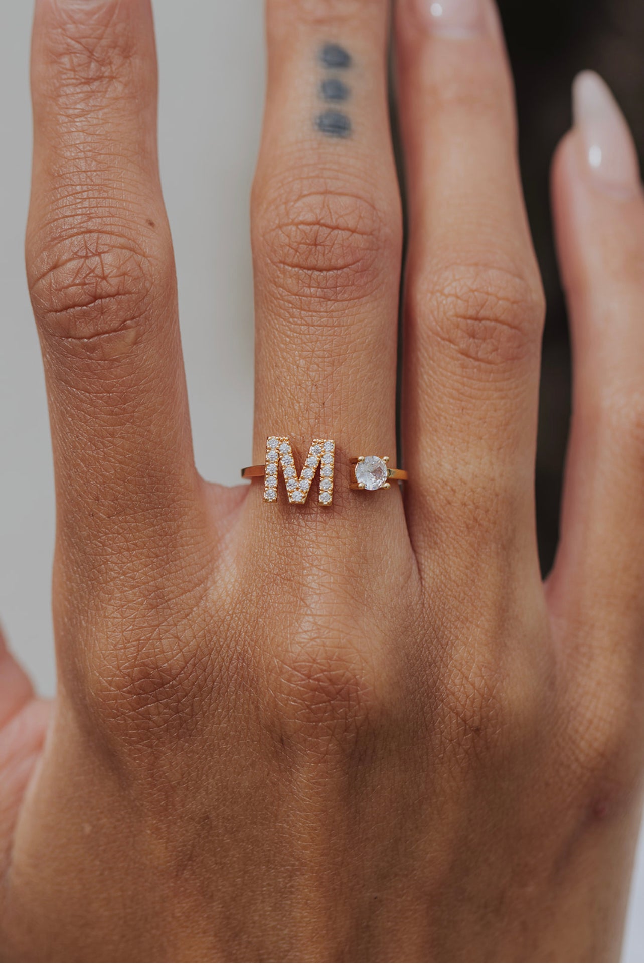 Crystal Initial 316L Stainless Steel Ring