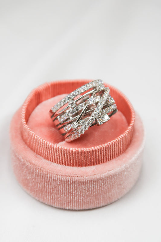 Elana .925 Sterling Silver 1.8 Carat Moissanite Multi Band Ring