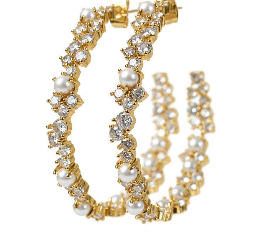 Primadonna Pearl & Crystal Hoop Earrings | 10 Year Anniversary