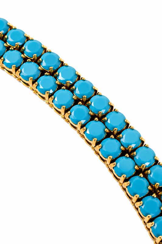 Odette 4MM Turquoise 316L Stainless Steel Gold Necklace