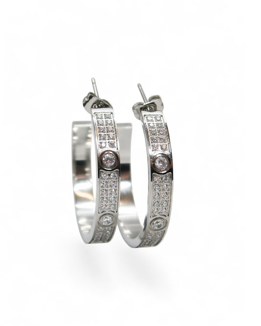 The Glimmer Crystal 316L Stainless Steel Hoops