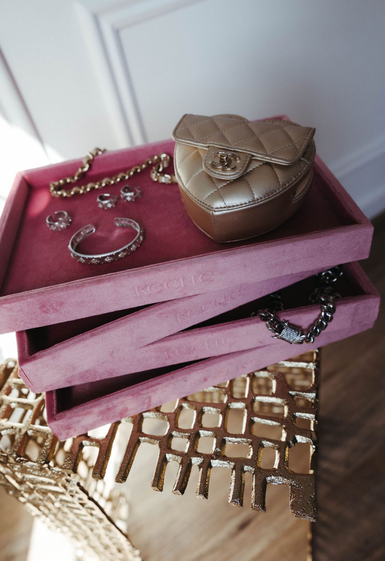 KC Luxe Velvet Stacking Jewelry Tray