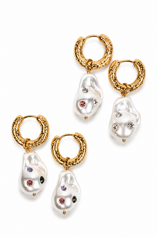 Pearl Society 316L Stainless Steel Multi-Gem Studded Earrings