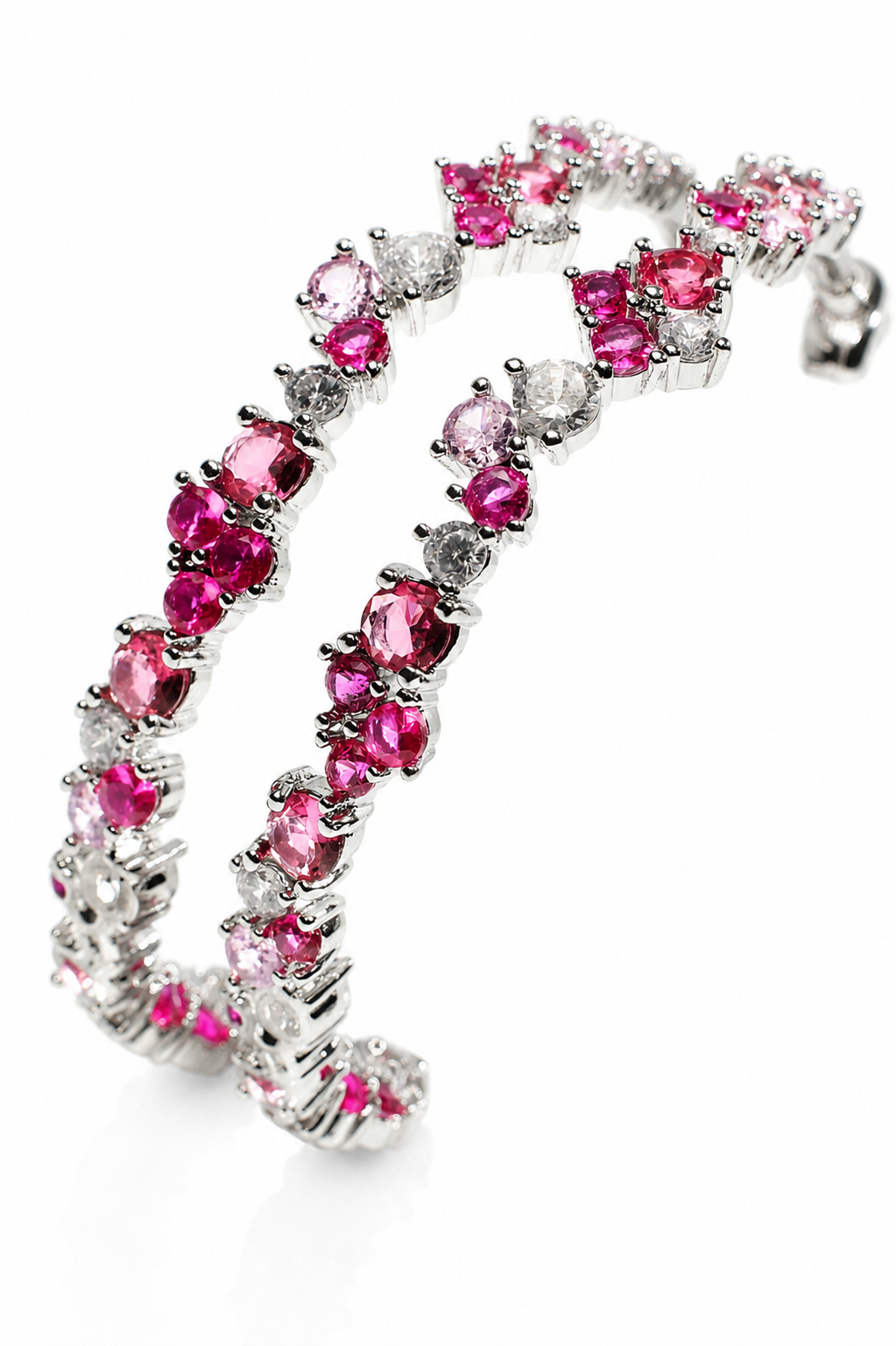 10 Years in Bloom 316L Stainless Steel Pink Crystal Floral Hoops