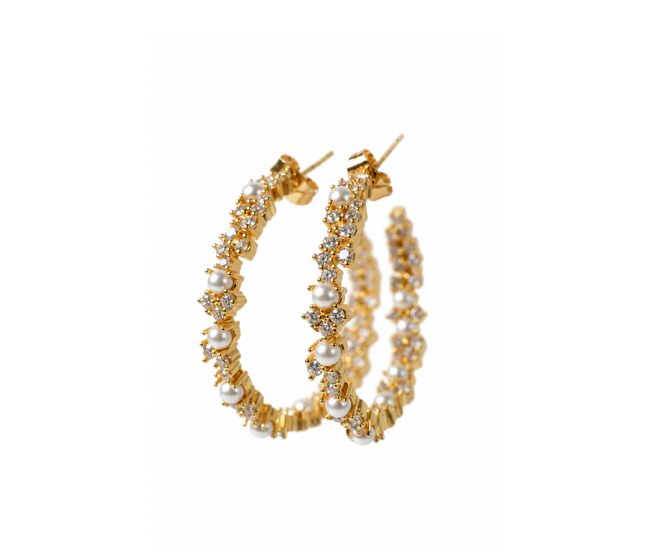 Primadonna Pearl & Crystal Hoop Earrings | 10 Year Anniversary