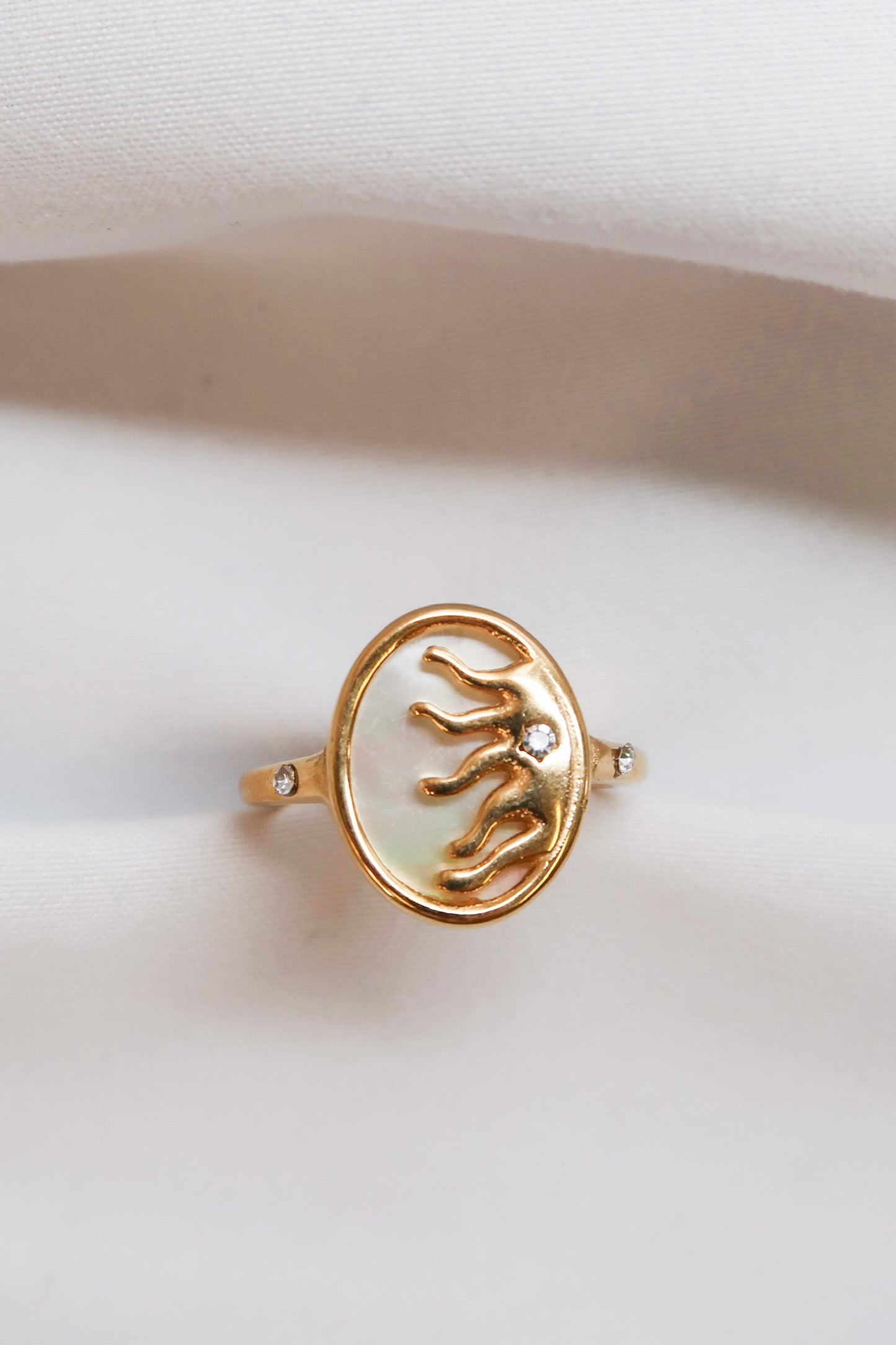 Acropolis Mother of Pearl 316L Stainless Steel Adjustable Ring