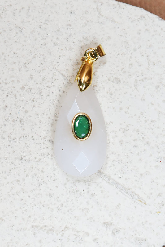 Report Card Natural Stone 316L Stainless Steel Charm