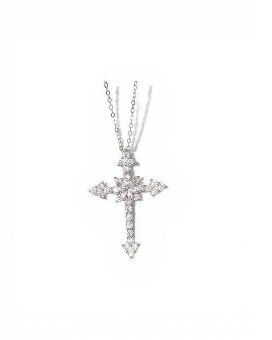 Solace 2.5 Carat Moissanite .925 Sterling Silver Cross Necklace