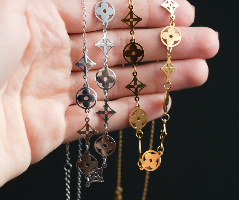 Clover Collection Necklace and Bracelet 316L Stainless Steel Trio