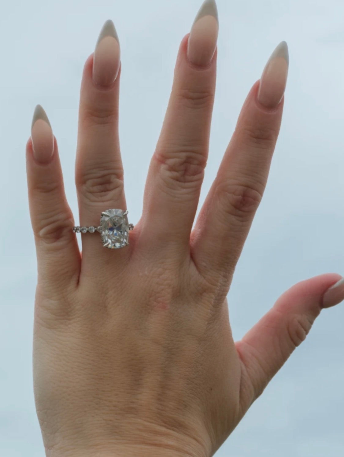 Marry Rich .925 Sterling Silver Cushion 11 Carat Moissanite Ring