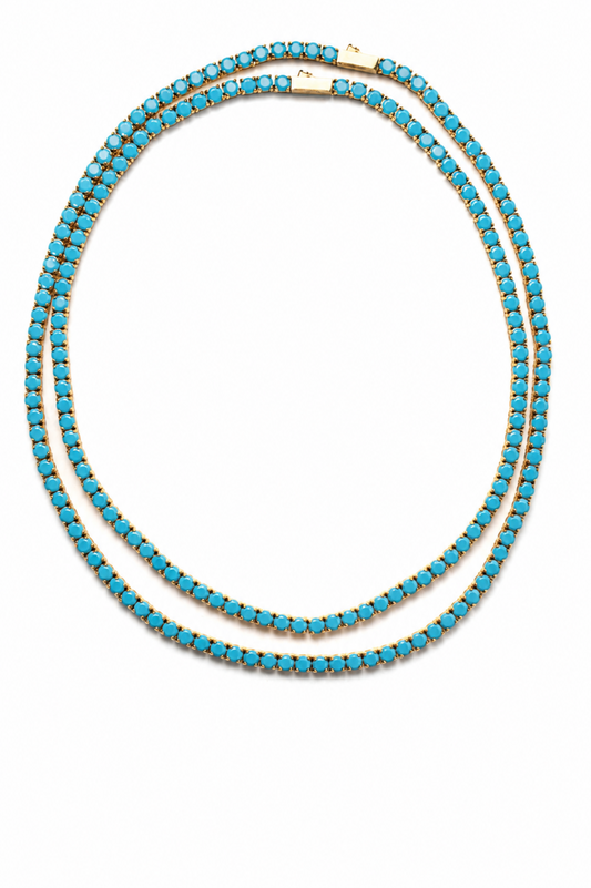 Odette 4MM Turquoise 316L Stainless Steel Gold Necklace