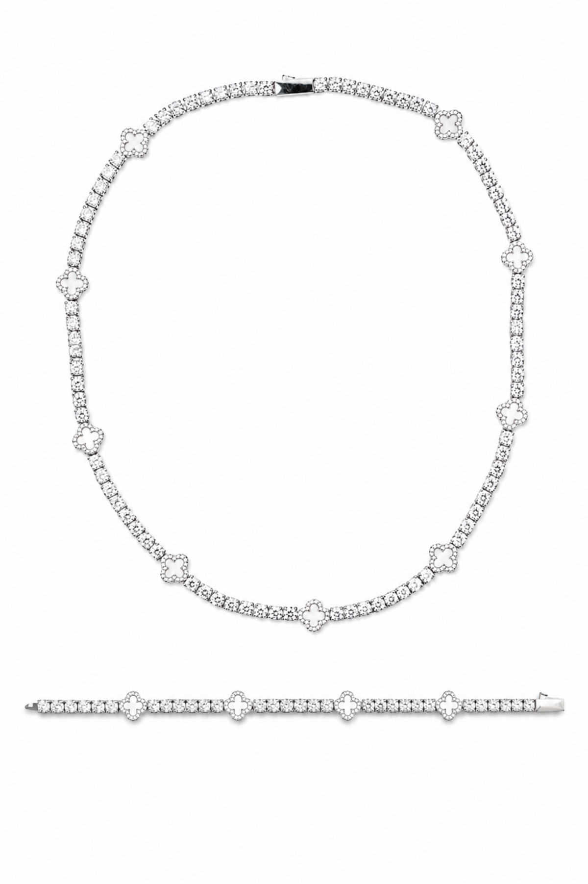 Clover Odette Stainless Steel Necklace + Bracelet Duo