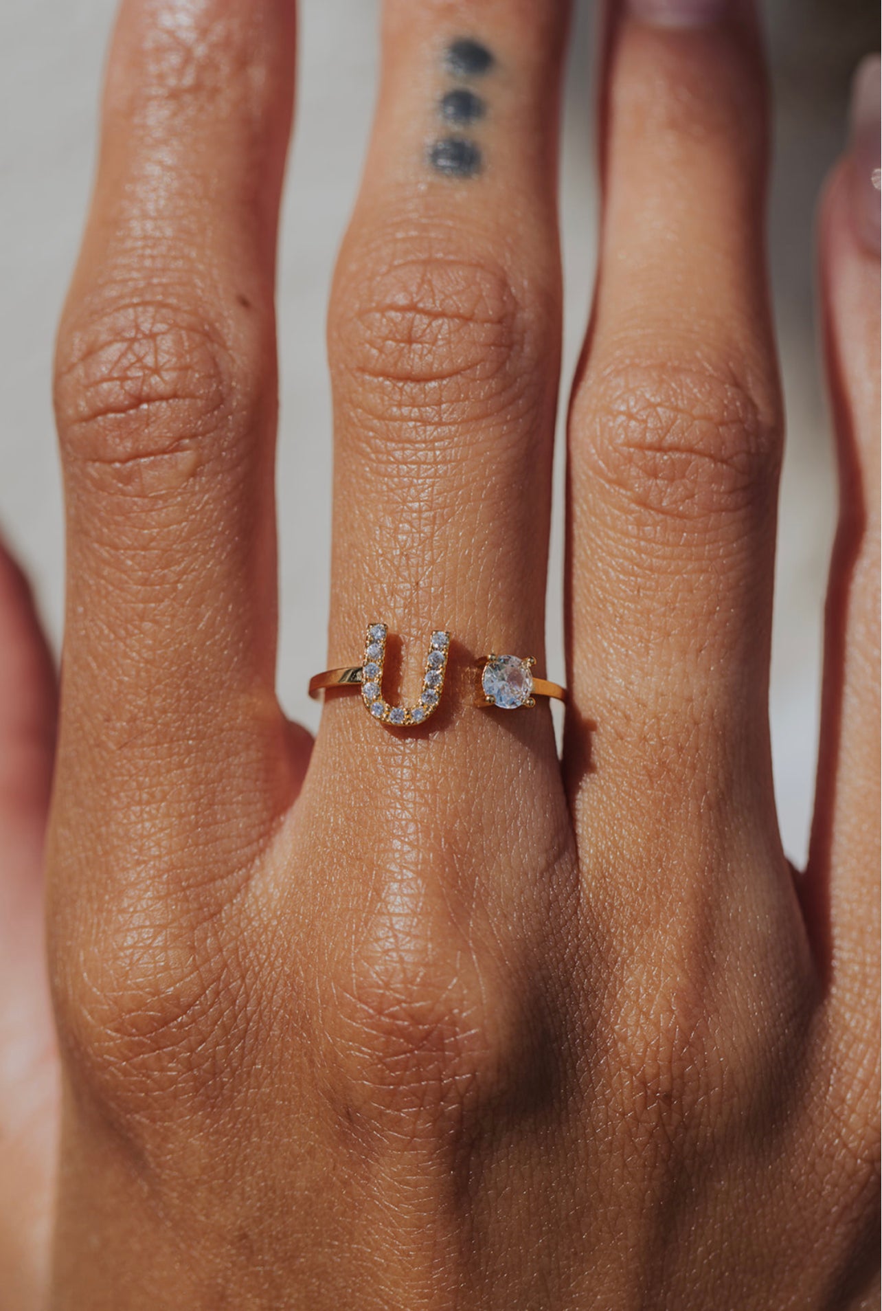 Crystal Initial 316L Stainless Steel Ring