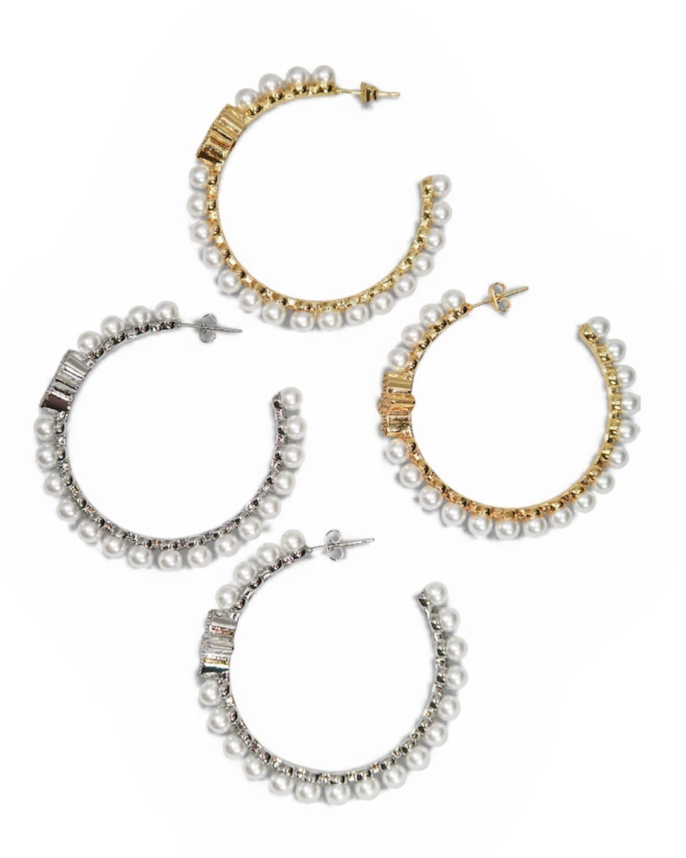 Park Avenue Pearl Hoop 316L Stainless Steel Earrings